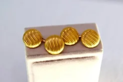 Pamono Gold Cufflinks in Button Shape with Raised Bands, Set of 2> Cufflinks