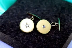 Pamono Gold Cufflinks in Button Shape with Star-Shaped Cutouts, Set of 2><noscript><img width=