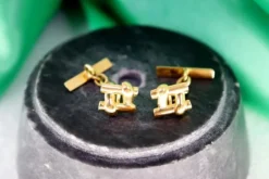 Pamono Gold Cufflinks in Cardinal and Cut-Out Caps, Set of 2> Cufflinks