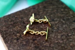 Pamono Gold Cufflinks in Cardinal and Cut-Out Caps, Set of 2><noscript><img width=