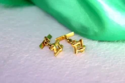 Pamono Gold Cufflinks in Cardinal and Cut-Out Caps, Set of 2><noscript><img width=