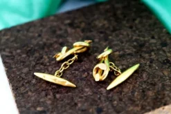Best Pamono Gold Cufflinks in Double Bow Shape, Set of 2