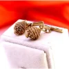 Pamono Gold Cufflinks in Filigree Pine Cone Shape and Plaited Crossbars, Set of 2> Cufflinks