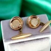 Pamono Gold Cufflinks in Raised Button Shape, Set of 2