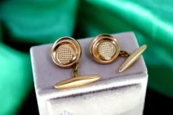 Pamono Gold Cufflinks in Raised Button Shape, Set of 2