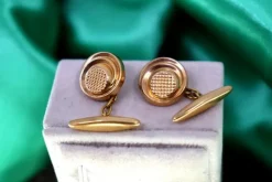 Pamono Gold Cufflinks in Raised Button Shape, Set of 2