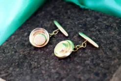 Pamono Gold Cufflinks in Raised Button Shape, Set of 2