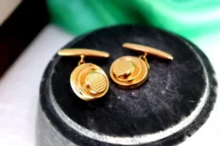 Pamono Gold Cufflinks in Raised Button Shape, Set of 2