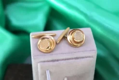 Pamono Gold Cufflinks in Raised Button Shape, Set of 2