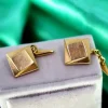 Pamono Gold Cufflinks in Square Shape with Geometric Figures, Set of 2> Cufflinks