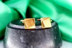 Pamono Gold Cufflinks in Square Shape with Geometric Figures, Set of 2> Cufflinks
