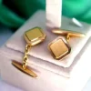 Pamono Gold Cufflinks in Square Shape, Set of 2> Cufflinks