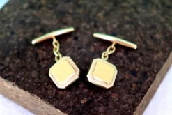 Pamono Gold Cufflinks in Square Shape, Set of 2><noscript><img width=