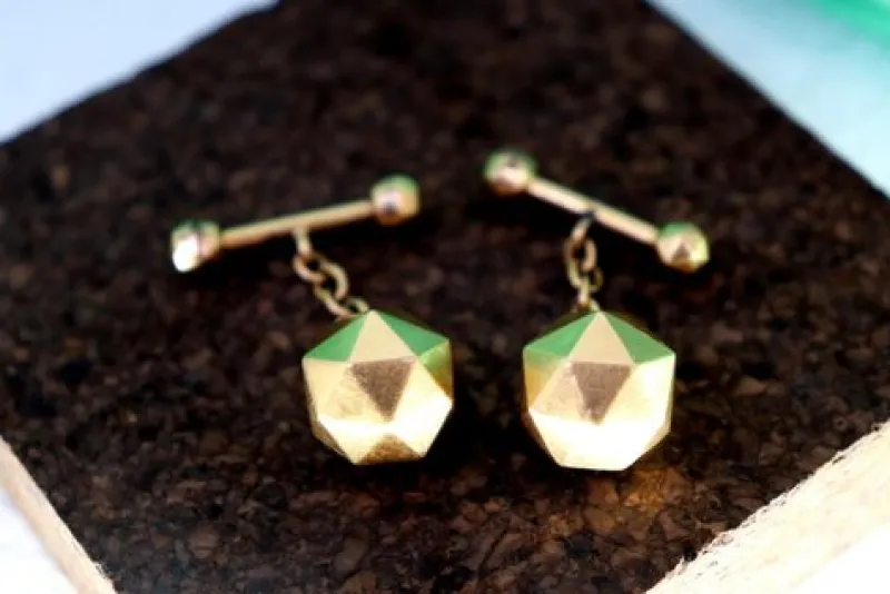 Best Pamono Gold Cufflinks in the Shape of Multifaceted Balls, Set of 2