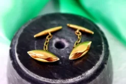 Pamono Gold Cufflinks in the Shape of Closed Leaf, Set of 2><noscript><img width=