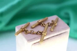 Pamono Gold Cufflinks in the Shape of Crossbars and Curls in the Center, Set of 2><noscript><img width=