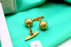 Pamono Gold Cufflinks in the Shape of Footballs, Set of 2><noscript><img width=