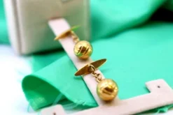 Pamono Gold Cufflinks in the Shape of Footballs, Set of 2><noscript><img width=