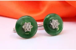 Pamono Gold Cufflinks with Brilliant-Cut Diamonds, Set of 2