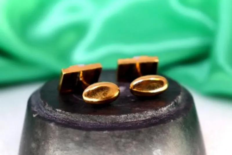 Pamono Gold Cufflinks with Brilliant-Cut Diamonds and Calibrated Rubies, Set of 2> Cufflinks