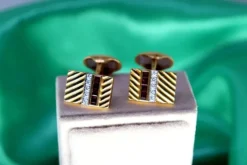Pamono Gold Cufflinks with Brilliant-Cut Diamonds and Calibrated Rubies, Set of 2><noscript><img width=