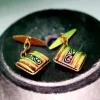 New Pamono Gold Cufflinks with Corded Trim, Set of 2