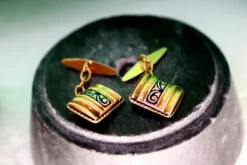 New Pamono Gold Cufflinks with Corded Trim, Set of 2