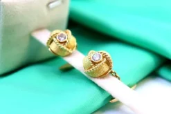 Pamono Gold Cufflinks with Corded Reliefs, Set of 2><noscript><img width=