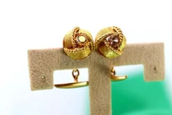 Pamono Gold Cufflinks with Corded Reliefs, Set of 2><noscript><img width=