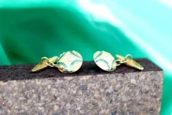 Pamono Gold Cufflinks with Enamelled Reliefs, Set of 2