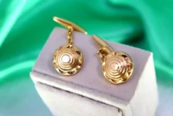 Hot Pamono Gold Cufflinks with Gradient Reliefs, Set of 2