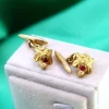 Best Pamono Gold Cufflinks with Lion Head and Synthetic Red Stones, Set of 2