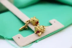 Best Pamono Gold Cufflinks with Lion Head and Synthetic Red Stones, Set of 2