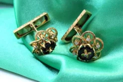 Best Pamono Gold Cufflinks with Onyx and Brilliant-Cut Diamonds, Set of 2