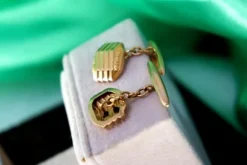 Sale Pamono Gold Cufflinks with Raised Trim and Parallel Bands, Set of 2