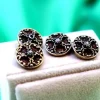 Pamono Gold Cufflinks with Shell Reliefs and Diamond Chips in the Center, Set of 2> Cufflinks