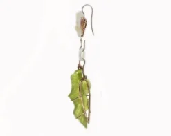 New Pamono Gold Dangle Earrings with White Stones and Jade, Set of 2
