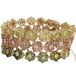 Pamono Gold Diamond and Tourmaline Bracelet> Bracelets