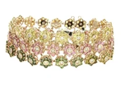 Pamono Gold Diamond and Tourmaline Bracelet><noscript><img width=