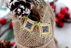 Pamono Gold Earrings with Brilliant-Cut Diamonds, Set of 2><noscript><img width=