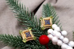 Pamono Gold Earrings with Brilliant-Cut Diamonds, Set of 2><noscript><img width=