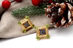 Pamono Gold Earrings with Brilliant-Cut Diamonds, Set of 2><noscript><img width=