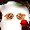 Sale Pamono Gold Earrings with Encrusted Synthetic Stones, Set of 2