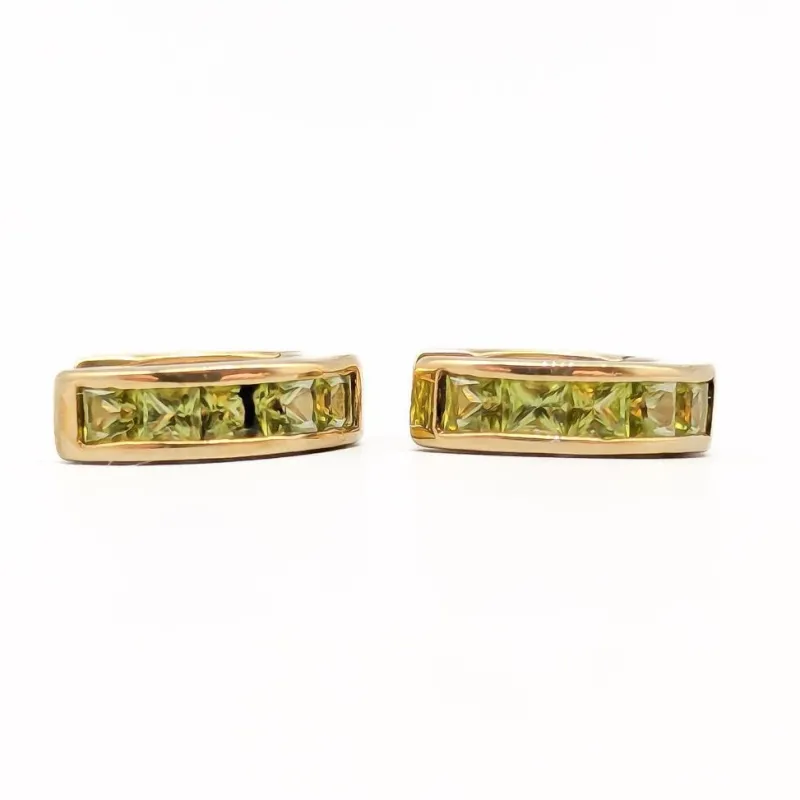 Pamono Gold Earrings with Green Stones, Set of 2> Earrings