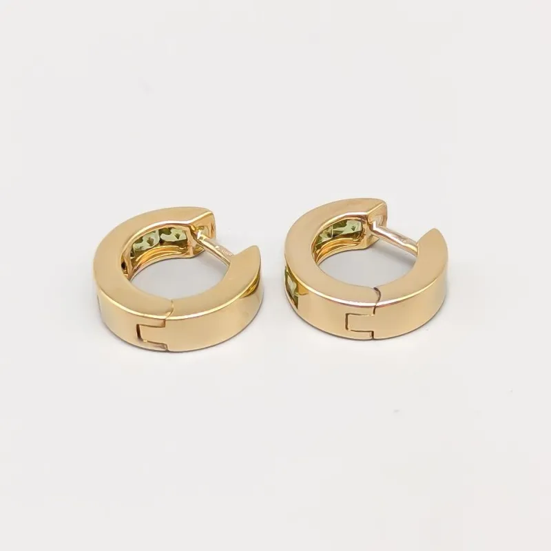 Pamono Gold Earrings with Green Stones, Set of 2> Earrings