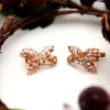 Best Pamono Gold Earrings with Leaf-Shaped Diamond Chips, Set of 2