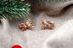 Best Pamono Gold Earrings with Leaf-Shaped Diamond Chips, Set of 2