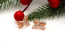 Best Pamono Gold Earrings with Leaf-Shaped Diamond Chips, Set of 2
