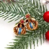 Discount Pamono Gold Earrings with Reliefs and Colored Synthetic Stones Inlaid, Set of 2