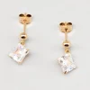 Outlet Pamono Gold Earrings with White Stones, Set of 2